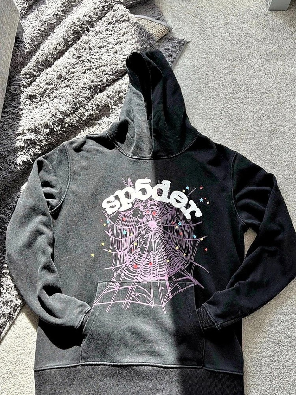 Sp5der Phantom Web Hoodie Black Graphic Hoodie